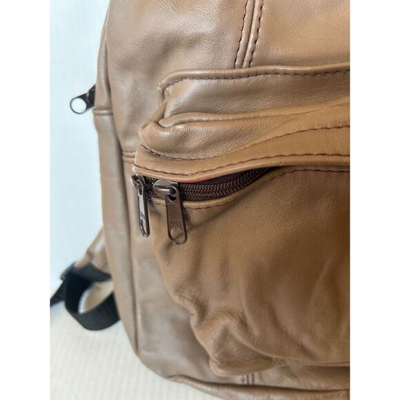 Vintage Brown Leather Talon Zip Bookbag Backpack Bag Baja California Made Mexico - Picture 2 of 8